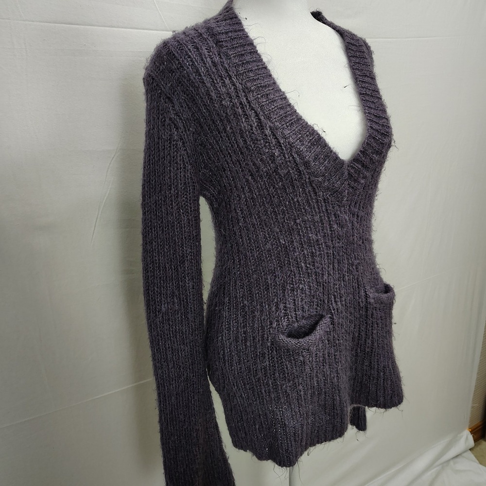 Vintage Y2K Sweater Dusty Purple Womens Large Pockets Layer Lagenlook Farirycore